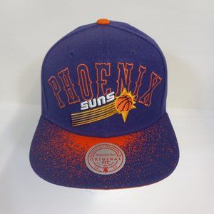Phoenix Suns Mitchell & Ness Blue and Orange Spraypaint Snapback Hat NWT